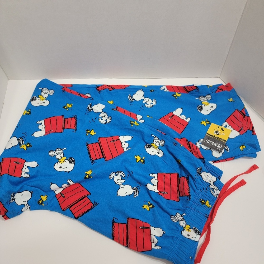 NWT Peanuts Snoopy Lounge Pants Pajamas SNOOPY Doghouse PJ's W/ POCKETs Men's LG
